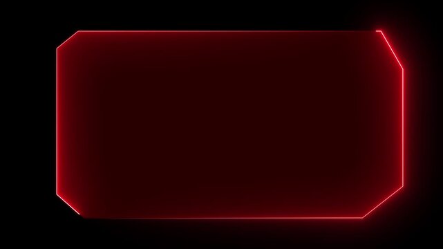 Futuristic HUD Head up display with basic geometry line element. futuristic neon frame design featuring a glowing rectangular border with angled corners.
