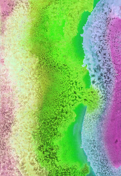 Bright painted watercolor rainbow texture. Hand drawn background with text place