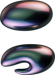 3d letter with smooth shape and glossy dark reflective surface