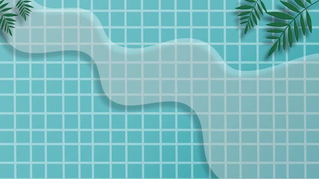 Abstract blue water pool background tropical palm leaves view