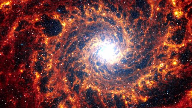 Massive Implosion In Center Of Spiral Galaxy In The Deep Space Universe