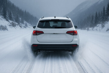 Naklejka premium 冬 運転 雪道 走行シーン