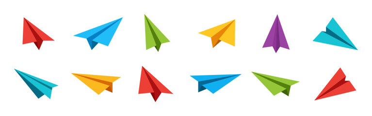 Infographic colorful paper airplanes collection. vector illustration © Sunil