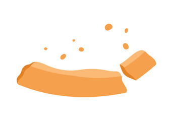 Crust and crumbs from slice of pizza after eating, eaten fast food vector illustration