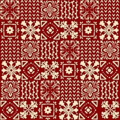 Indian ethnic tribal pattern in a geoglyph-inspired style, highlighted by a coloring ethnic that resembles dynamic brushstrokes. The design ethnic a vibrant mix of yellow, green, and orange tones, wh