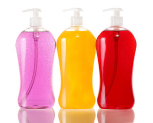 Plastic Bottle with liquid soap on a white background