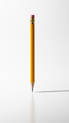Impossibly Balanced Yellow Number 2 Pencil in Minimalist Setting | Education Concept with Photorealistic Detail and Sharp Shadow