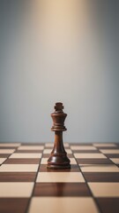 Chess King: Strategy and Leadership Concept with Dramatic Lighting on Empty Checkered Board
