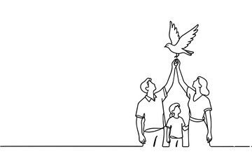 Minimalist Outline Illustration of Freedom and Unity