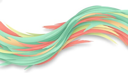 Abstract colorful wavy lines in pastel shades on white background