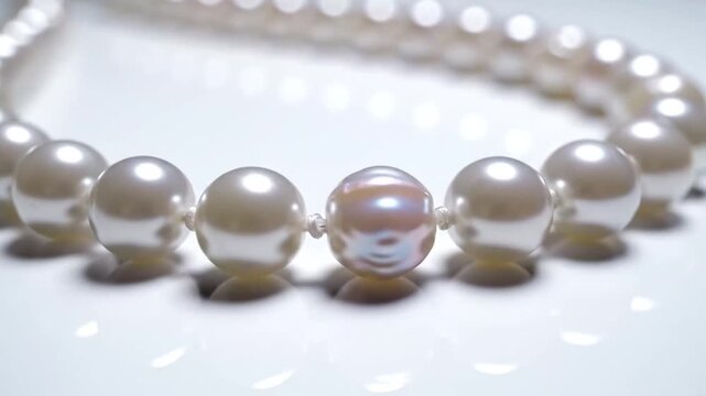 Elegant pearl necklace with a single iridescent pearl in the center, showcasing exquisite craftsmanship and timeless beauty