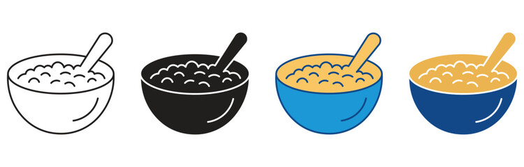  Oatmeal Icon Set Multiple Style Collection. Vector illustration.