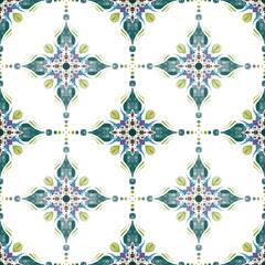 Mandala pattern watercolor tile pattern Watercolor geometric floral seamless pattern on white background decorative tile style repeating design for boho wallpaper and modern textile surface pattern