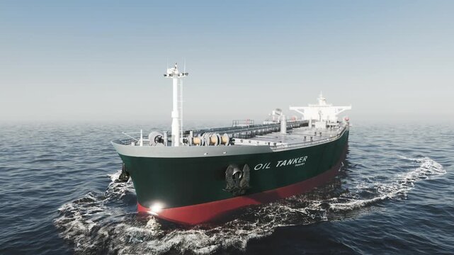 Super oil tanker ship at sea. large crude oil carrier at sea. 3d render