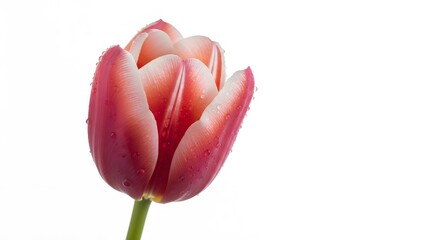 A close up view of a pink tulip bud