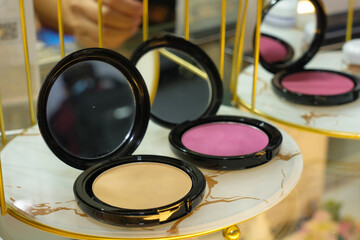 pink make up brushes powder