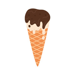 Layers of chocolate and vanilla ice cream melt in summer heat vector illustration