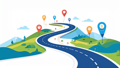 Creative Vector Roadmap for Startup Milestones with Icons