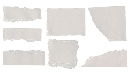 set of white torn paper pieces