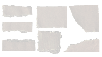 set of white torn paper pieces