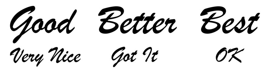Good, Better, Best Typography Design Vector.