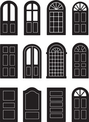 Door Designs Set Architectural Door Icons on