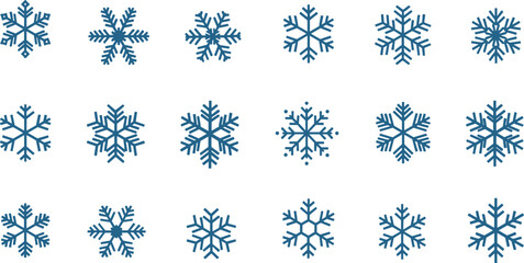 Snowflake, icon, winter, cold, blue, pattern, symmetrical, geometric, seasonal, festive, nature, ice, flake, design, set, collection, unique, detailed, vector, illustration