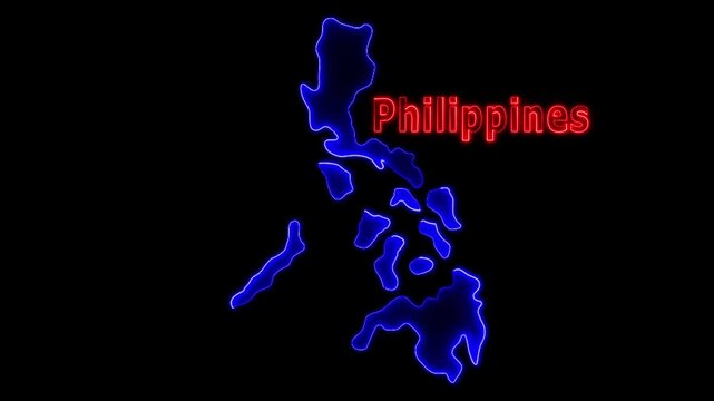 Glowing neon Philippines map and futuristic design concept, Motion graphic 4k video.