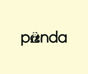 Clever, minimalist wordmark logo where a sitting panda is integrated into the letter 'p' of the word "panda," creating a memorable visual pun.