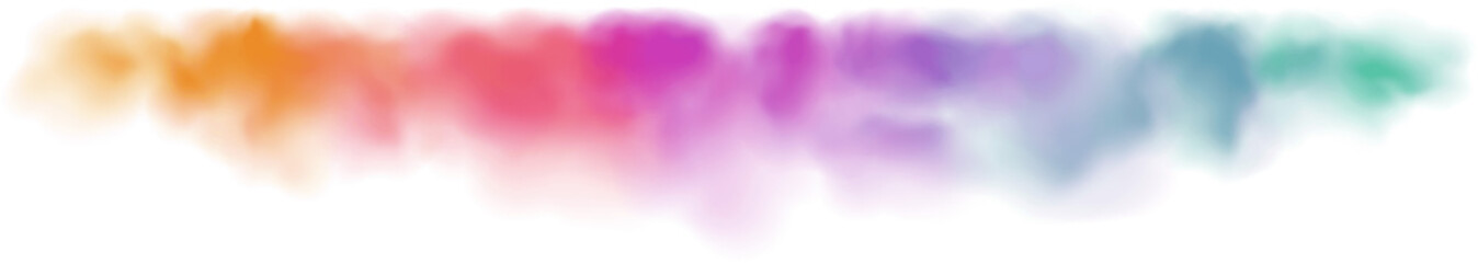 Rainbow Realistic Colorful Cloud, Smoke or Fog. Fluffy Cloudscape. Color Overlay Transparent Cloud. 