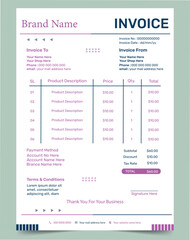 Invoice template and billing template for business.