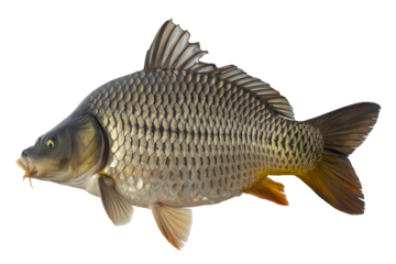 Common carp fish isolated on transparent background