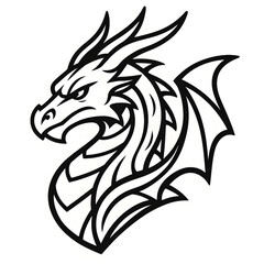 Dragon face logotype illustration vector line art