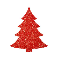 Fototapeta premium Red christmas tree silhouette with white dots on white background