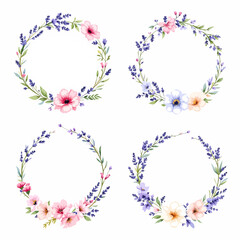 set of floral elements for design