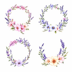 Set of colorful floral elements