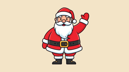 Cartoon Santa Claus Waving Hand, Christmas Character Illustration on a Light Background