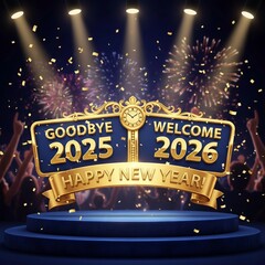 2026.Happy New Year.Goodbye 2025, Welcome 2026.Frohes neues Jahr.