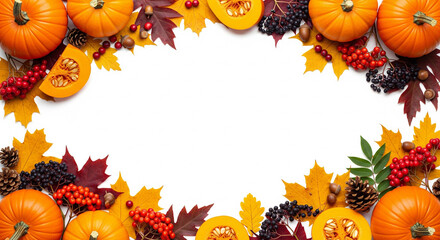 Fototapeta premium halloween frame with pumpkins