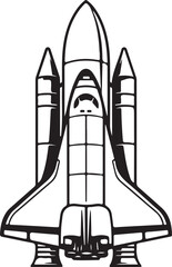 Naklejka premium A detailed line drawing of a space shuttle ready for launch, suitable for coloring