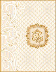 Indian wedding invitation card template. Vector illustration.