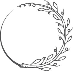 A white circle with a leafy border