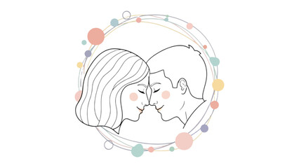 Gentle Embrace: Capturing the essence of romance, two figures find solace in a tender, intimate moment framed by a delicate circle, evoking feelings of love and connection.