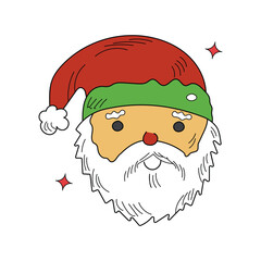 Santa Claus doodle icon with white background vector stock illustration