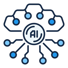 AI Technology vector Artificial Intelligence colored icon or sign