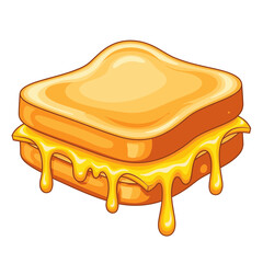 Melting Cheese Toast Illustration – Gooey Sandwich Food Vector Icon