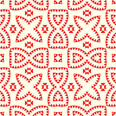 Seamless pattern. Floral ornament. Flowers background. Embroidery wallpaper. Mosaics motif. Geometrical backdrop. Triangle shapes digital paper. Figures web designing. Ethnic textile print.