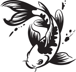 Obraz premium Graceful hand drawn koi fish or carp in an elegant flowing style with water splash