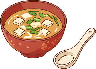 Traditional Miso Soup Illustration