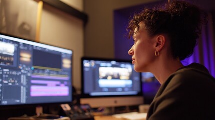 Medium shot of a professional discussing synchronization licensing options for integrating music tracks into video projects.